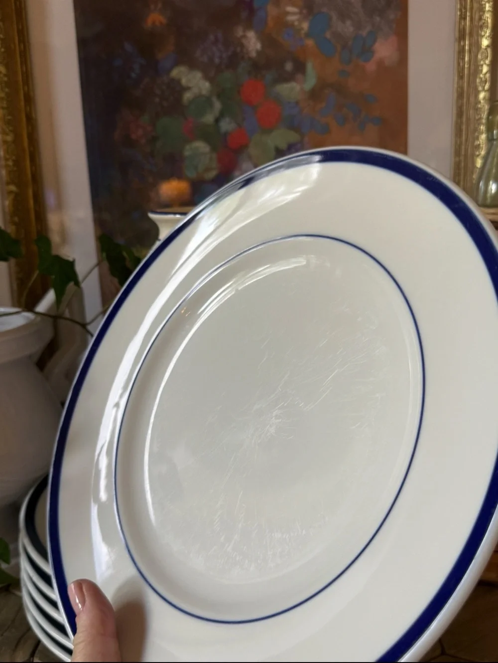 Williams Sonoma “Brasserie” Blue Stripe - Dinner Plates 11
